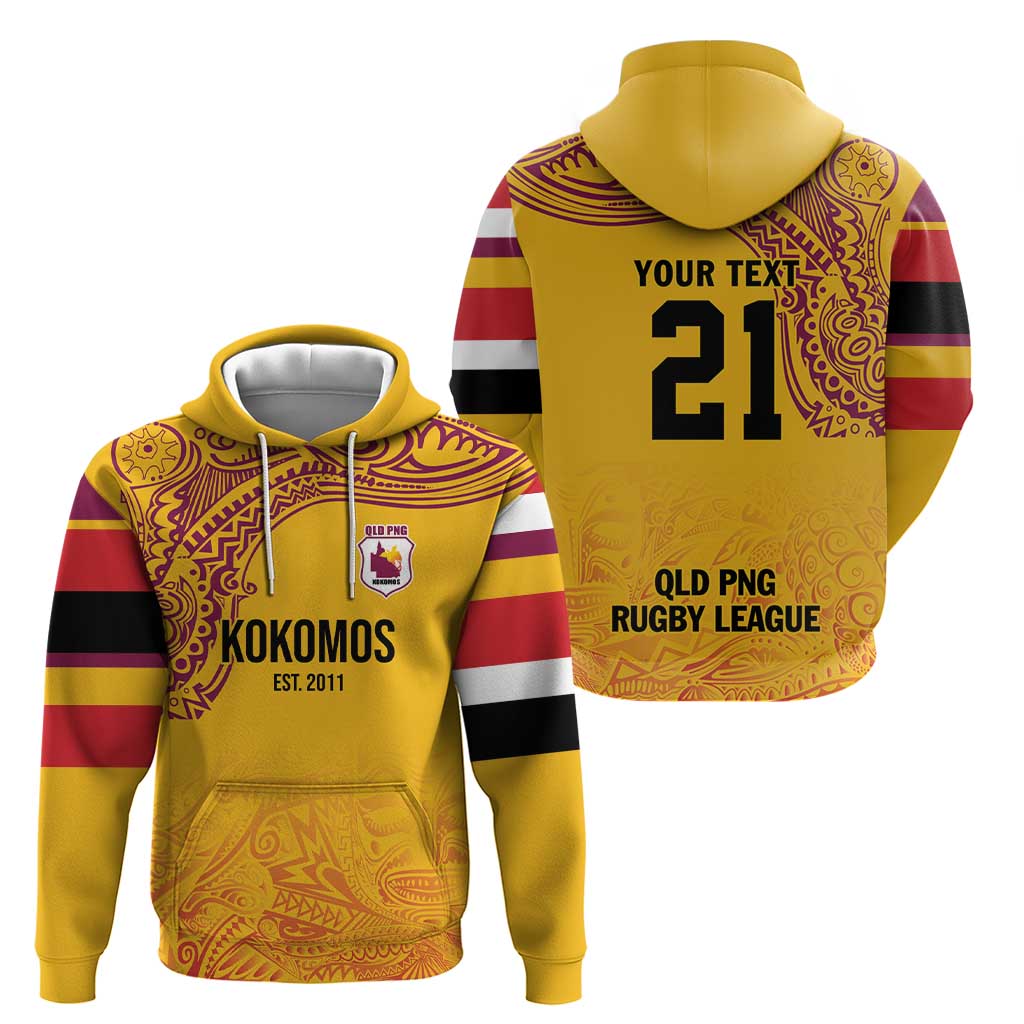 Queensland Papua New Guinea Custom Hoodie All Gold Pacific PNG Tribal Style