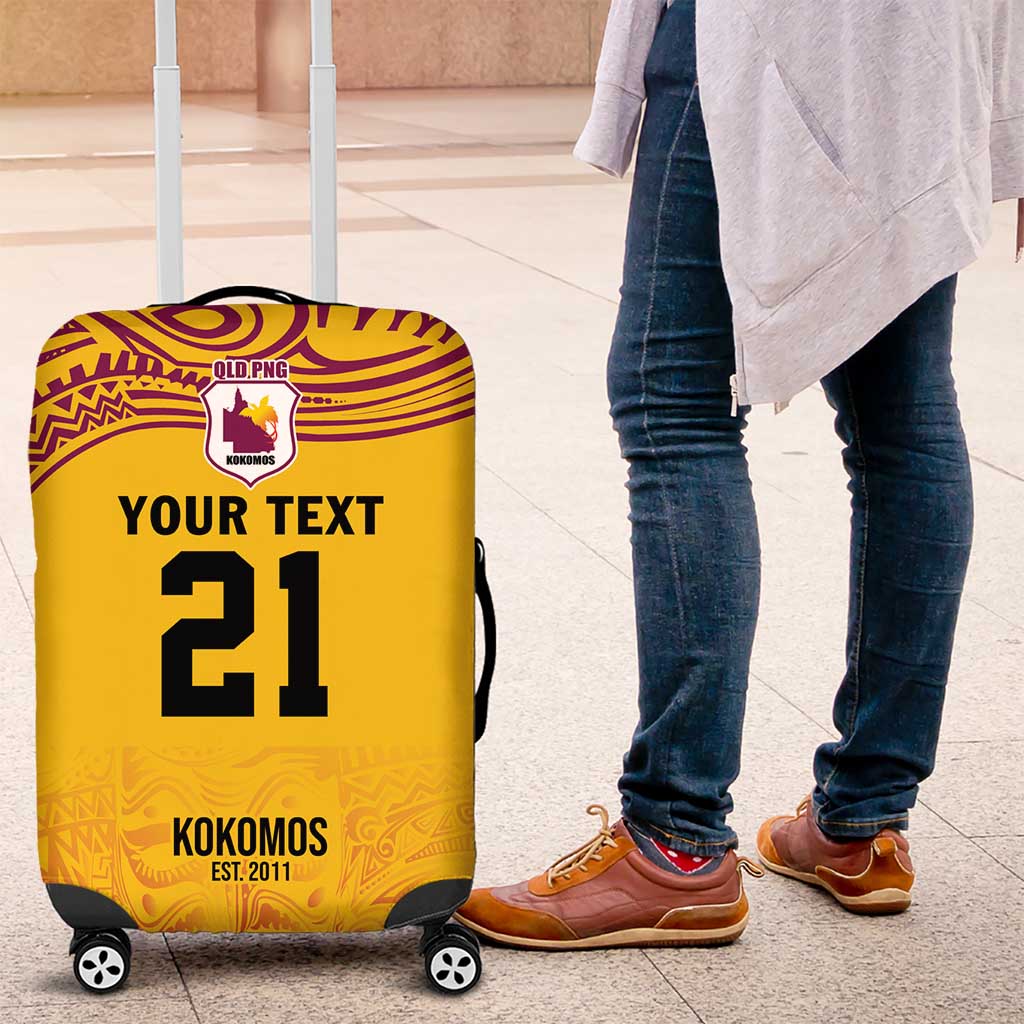 Queensland Papua New Guinea Custom Luggage Cover All Gold Pacific PNG Tribal Style