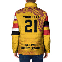 Queensland Papua New Guinea Custom Padded Jacket All Gold Pacific PNG Tribal Style - Polynesian Pride