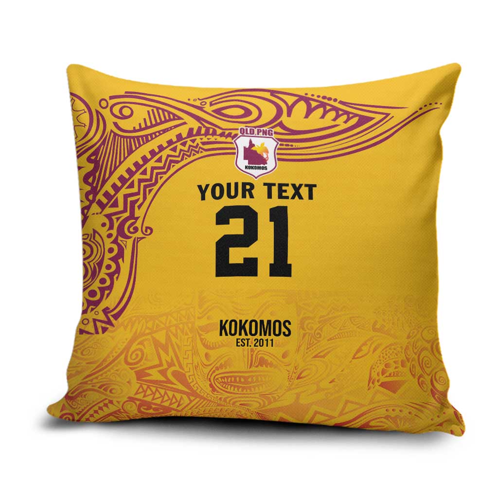 Queensland Papua New Guinea Custom Pillow Cover All Gold Pacific PNG Tribal Style - Polynesian Pride