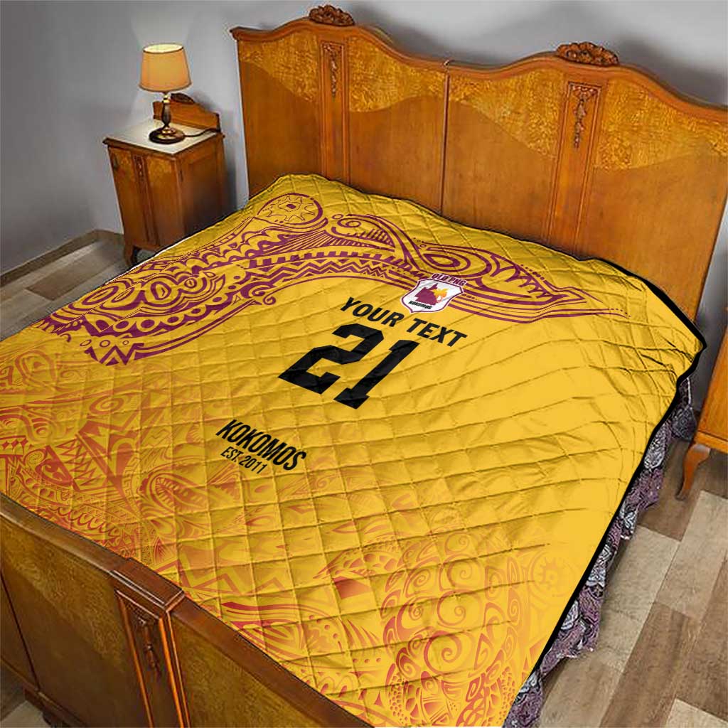 Queensland Papua New Guinea Custom Quilt All Gold Pacific PNG Tribal Style