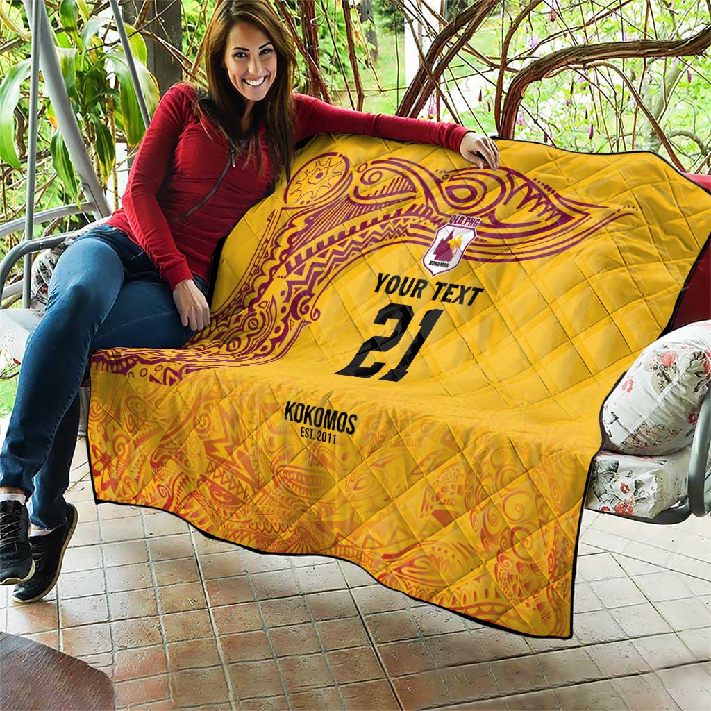 Queensland Papua New Guinea Custom Quilt All Gold Pacific PNG Tribal Style