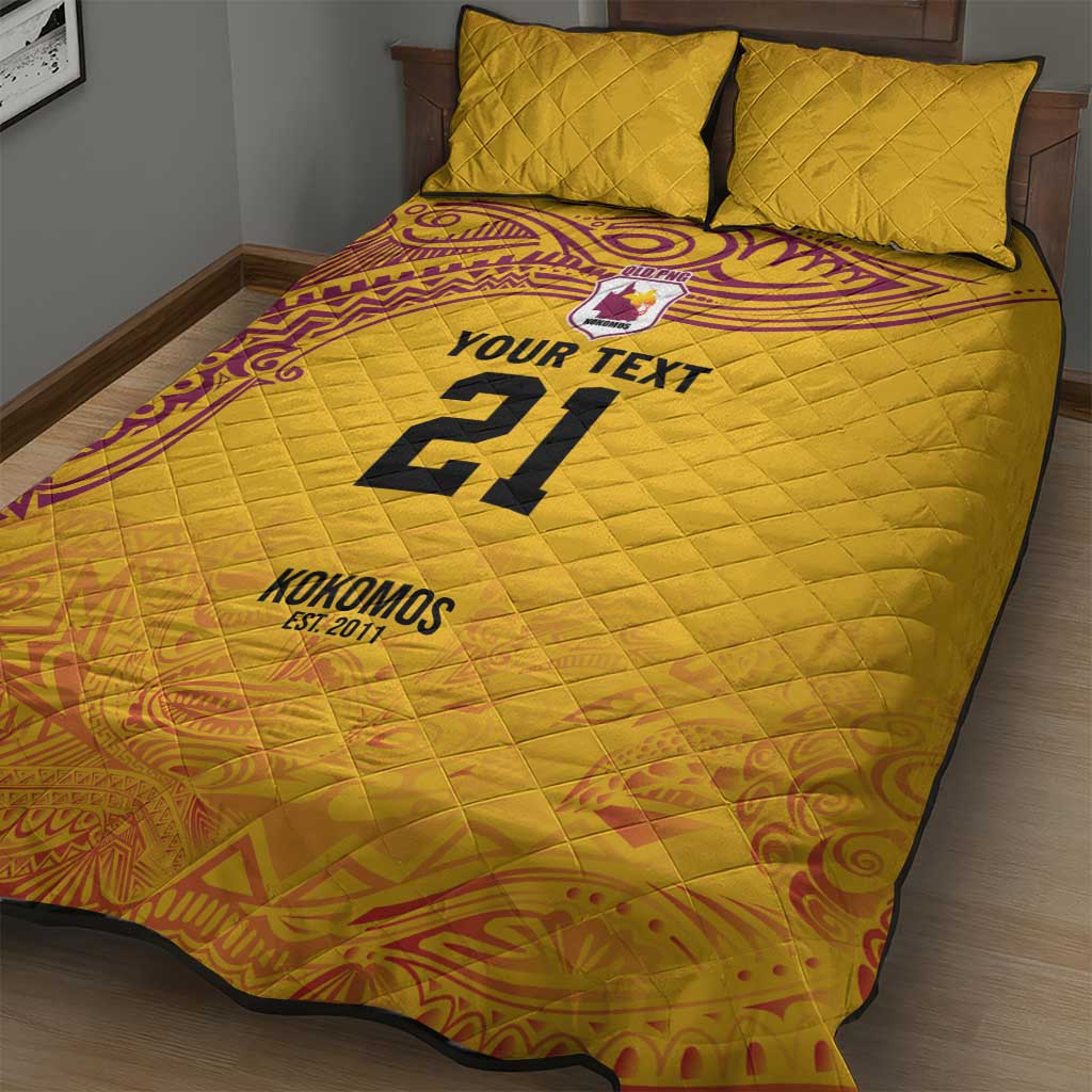 Queensland Papua New Guinea Custom Quilt Bed Set All Gold Pacific PNG Tribal Style