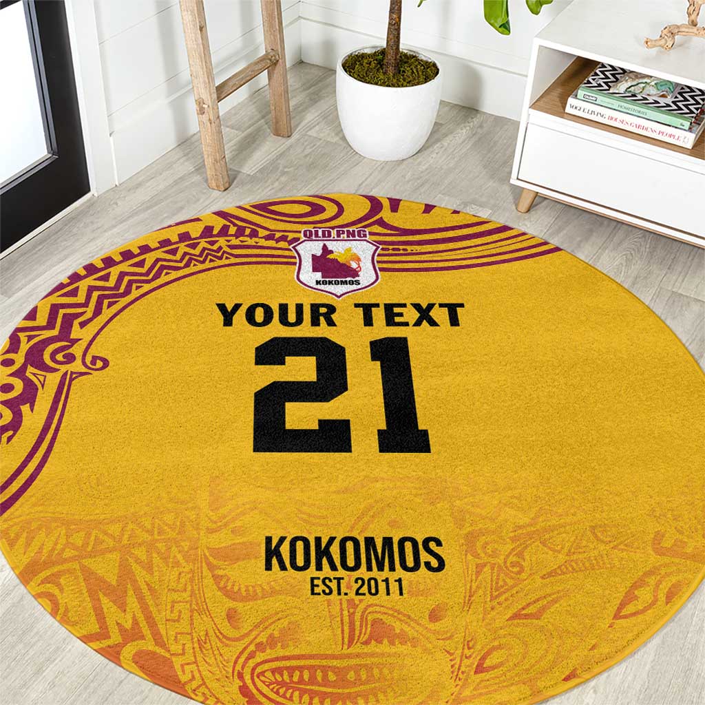Queensland Papua New Guinea Custom Round Carpet All Gold Pacific PNG Tribal Style