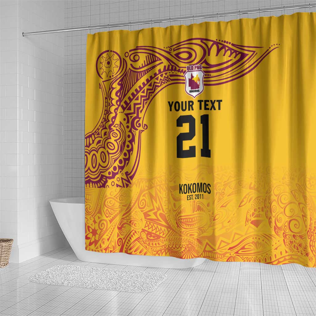 Queensland Papua New Guinea Custom Shower Curtain All Gold Pacific PNG Tribal Style