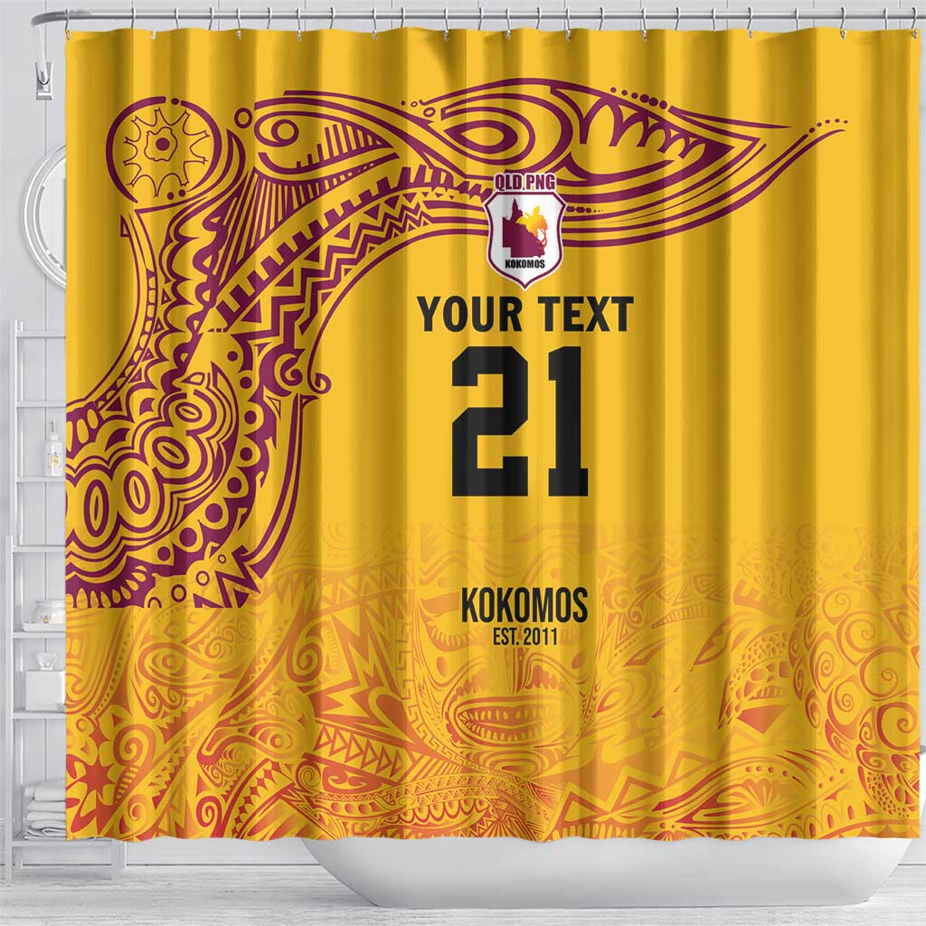 Queensland Papua New Guinea Custom Shower Curtain All Gold Pacific PNG Tribal Style