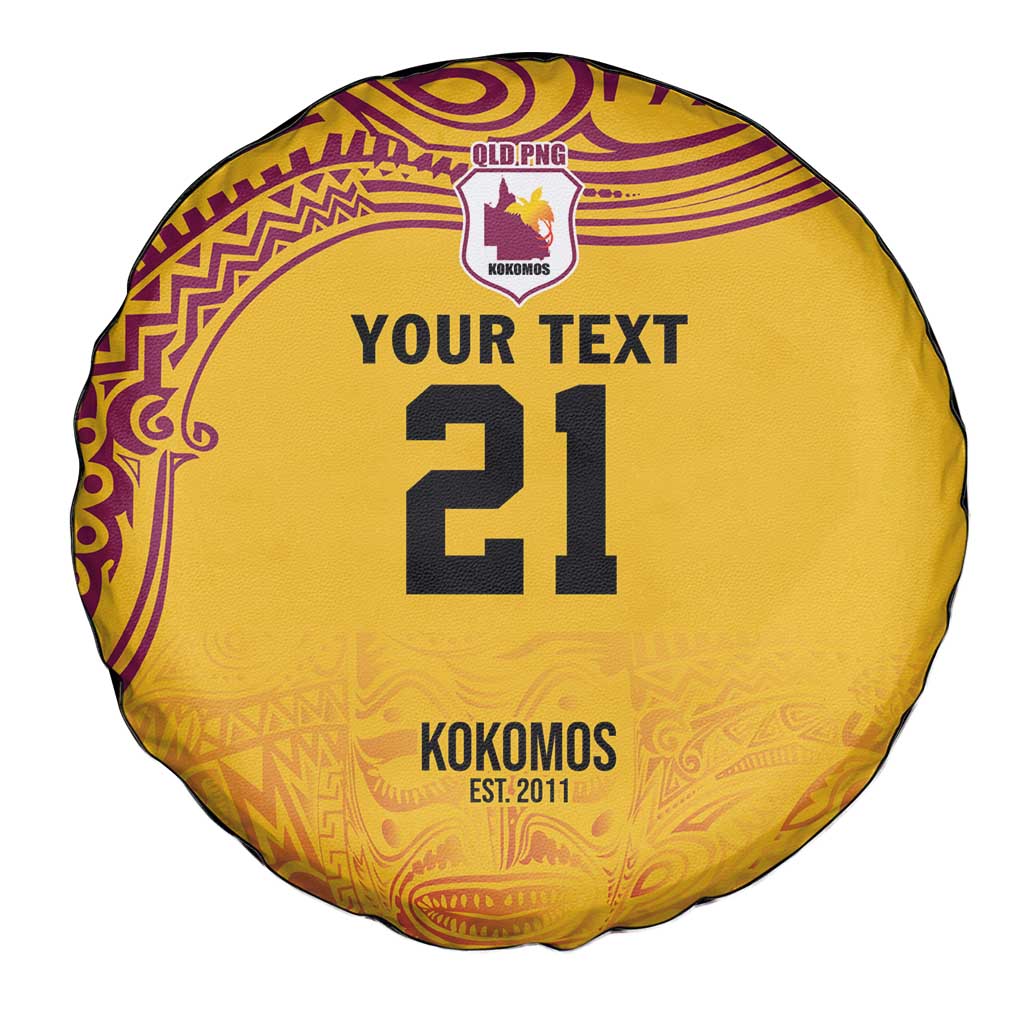 Queensland Papua New Guinea Custom Spare Tire Cover All Gold Pacific PNG Tribal Style