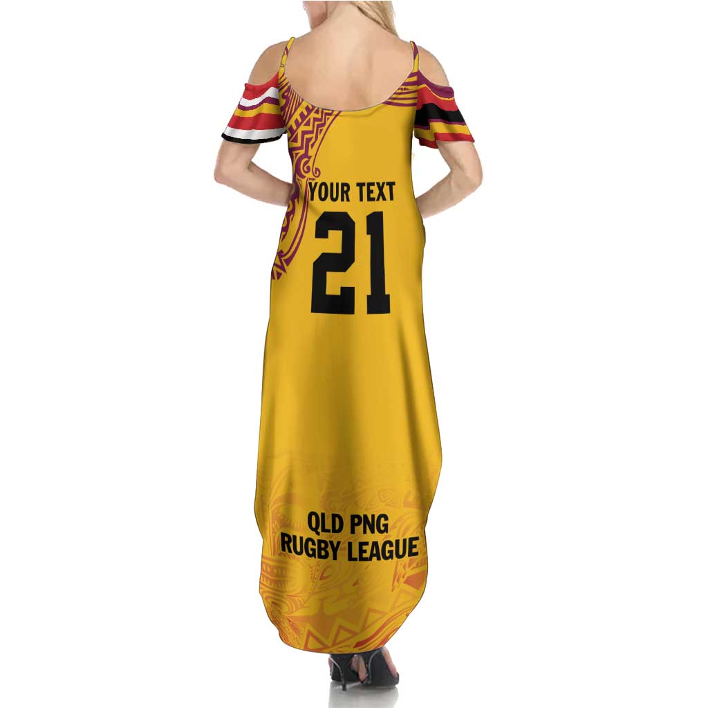 Queensland Papua New Guinea Custom Summer Maxi Dress All Gold Pacific PNG Tribal Style
