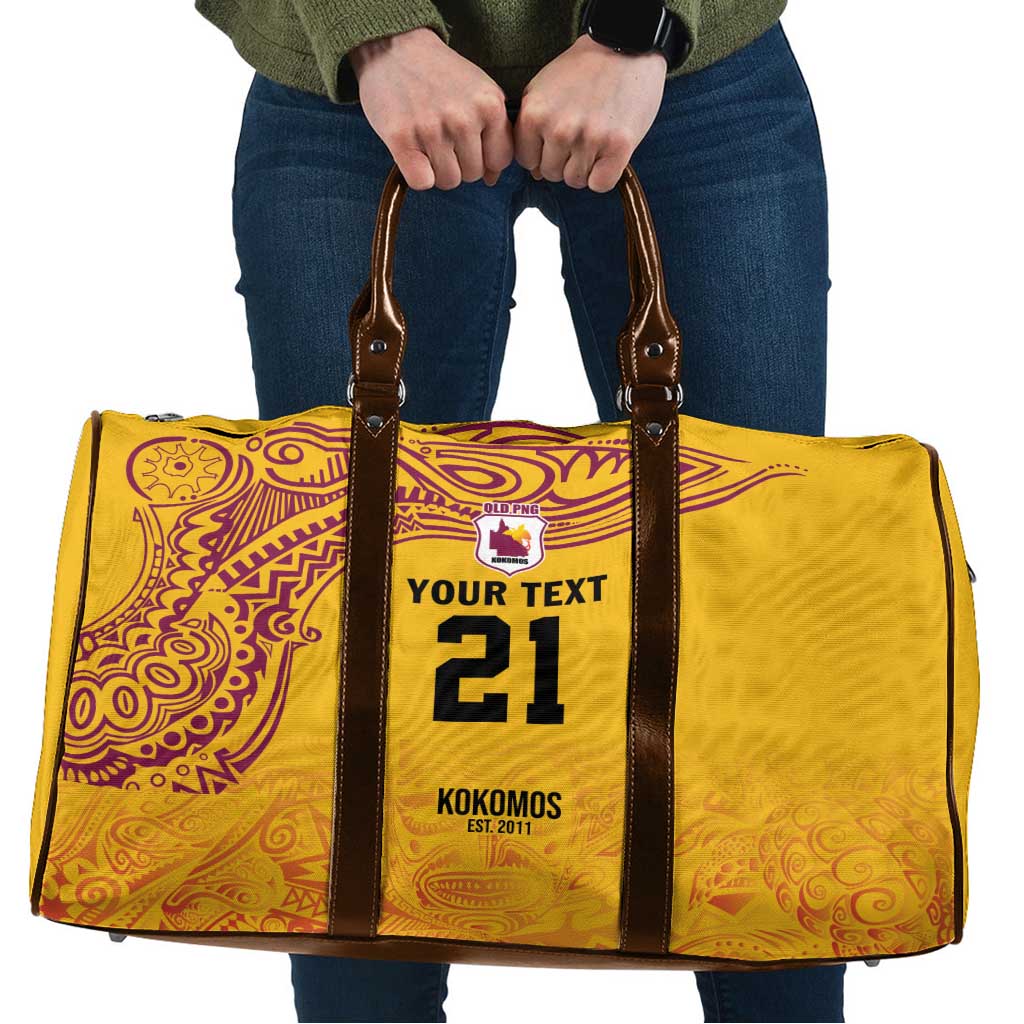 Queensland Papua New Guinea Custom Travel Bag All Gold Pacific PNG Tribal Style - Polynesian Pride