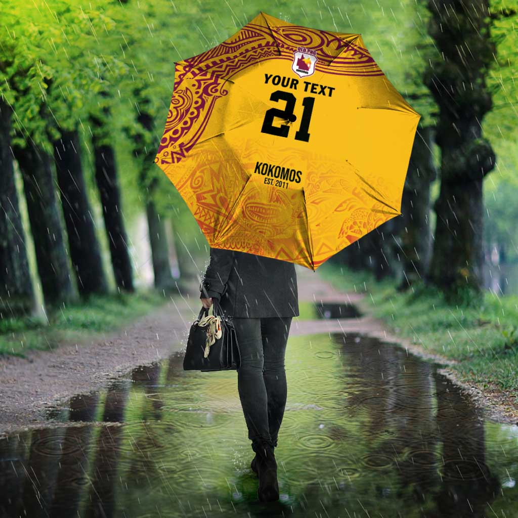 Queensland Papua New Guinea Custom Umbrella All Gold Pacific PNG Tribal Style - Polynesian Pride