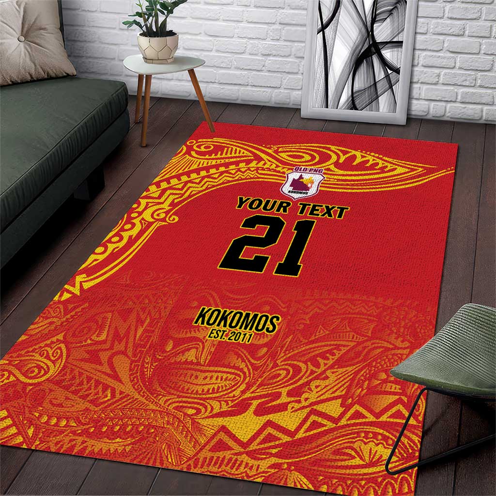 Queensland Papua New Guinea Custom Area Rug All Red Pacific PNG Tribal Style