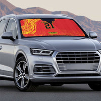 Queensland Papua New Guinea Custom Auto Sun Shade All Red Pacific PNG Tribal Style - Polynesian Pride