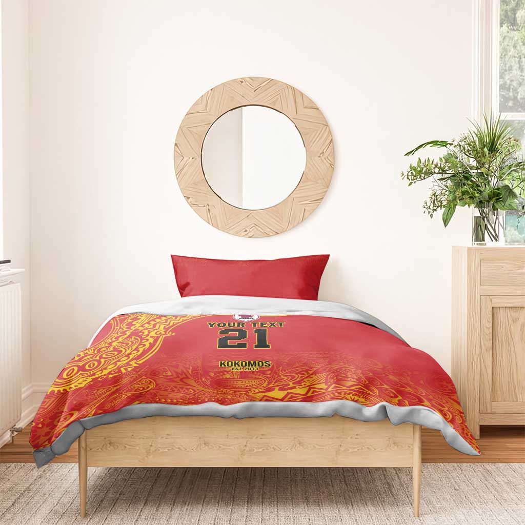 Queensland Papua New Guinea Custom Bedding Set All Red Pacific PNG Tribal Style