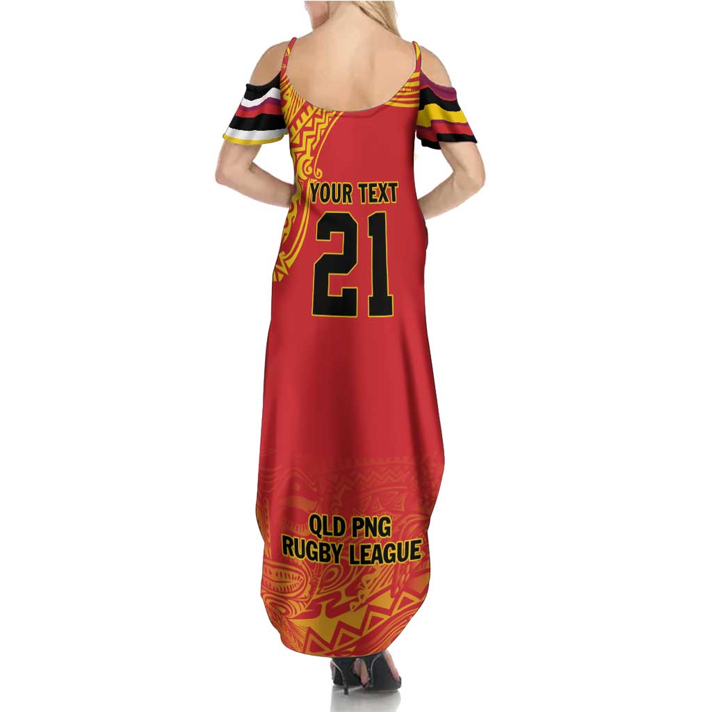 Queensland Papua New Guinea Custom Family Matching Summer Maxi Dress and Hawaiian Shirt All Red Pacific PNG Tribal Style