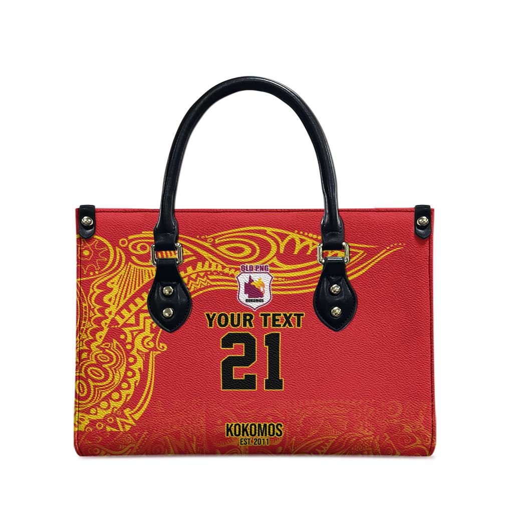 Queensland Papua New Guinea Custom Leather Bag All Red Pacific PNG Tribal Style - Polynesian Pride