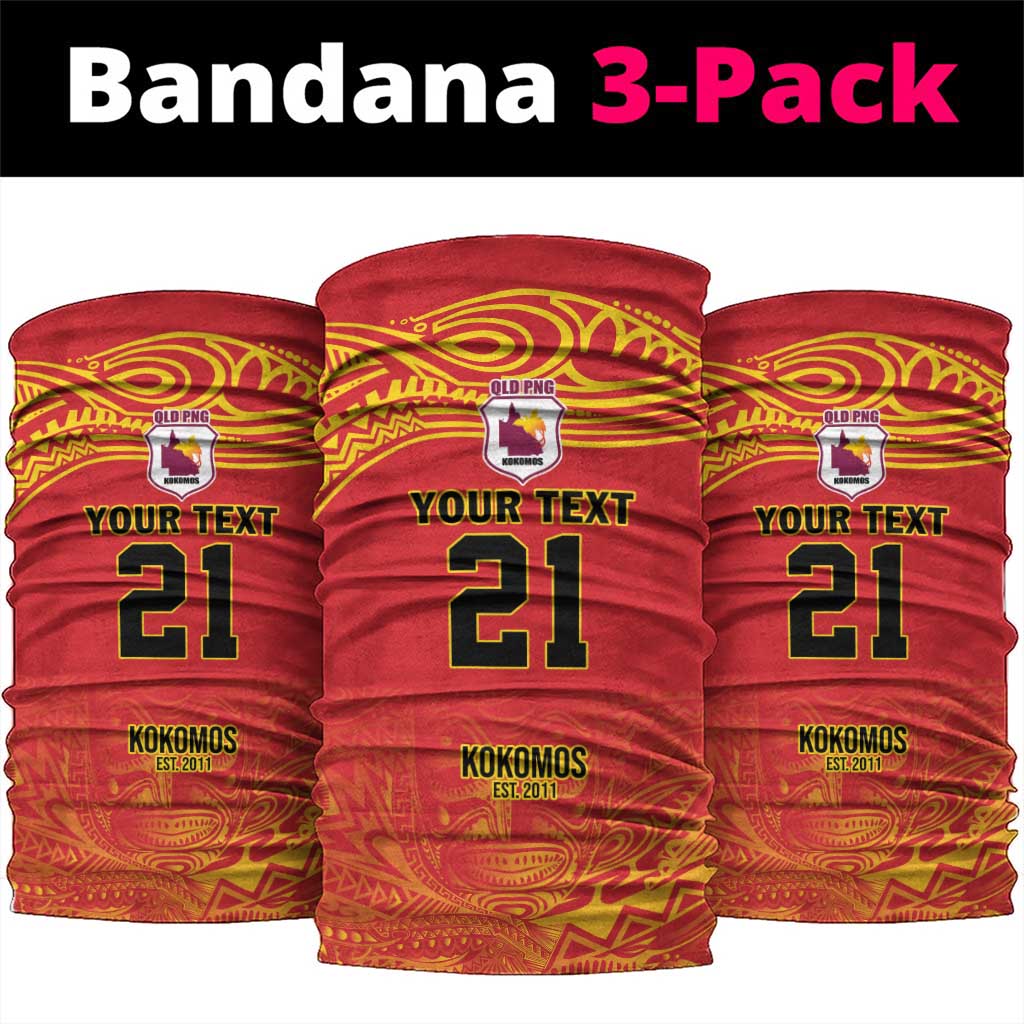 Queensland Papua New Guinea Custom Neck Gaiter All Red Pacific PNG Tribal Style - Polynesian Pride