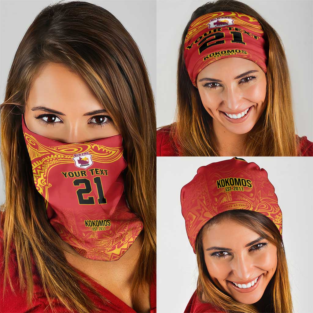 Queensland Papua New Guinea Custom Neck Gaiter All Red Pacific PNG Tribal Style - Polynesian Pride