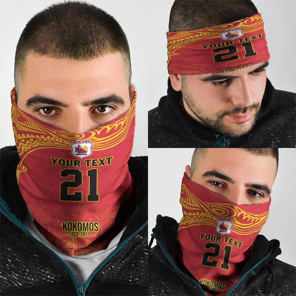 Queensland Papua New Guinea Custom Neck Gaiter All Red Pacific PNG Tribal Style - Polynesian Pride