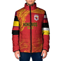 Queensland Papua New Guinea Custom Padded Jacket All Red Pacific PNG Tribal Style - Polynesian Pride
