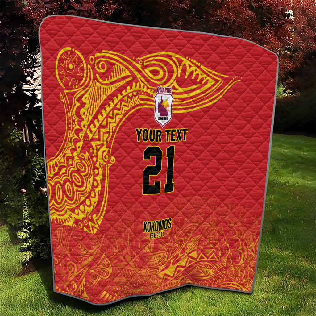 Queensland Papua New Guinea Custom Quilt All Red Pacific PNG Tribal Style