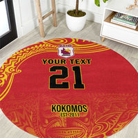 Queensland Papua New Guinea Custom Round Carpet All Red Pacific PNG Tribal Style