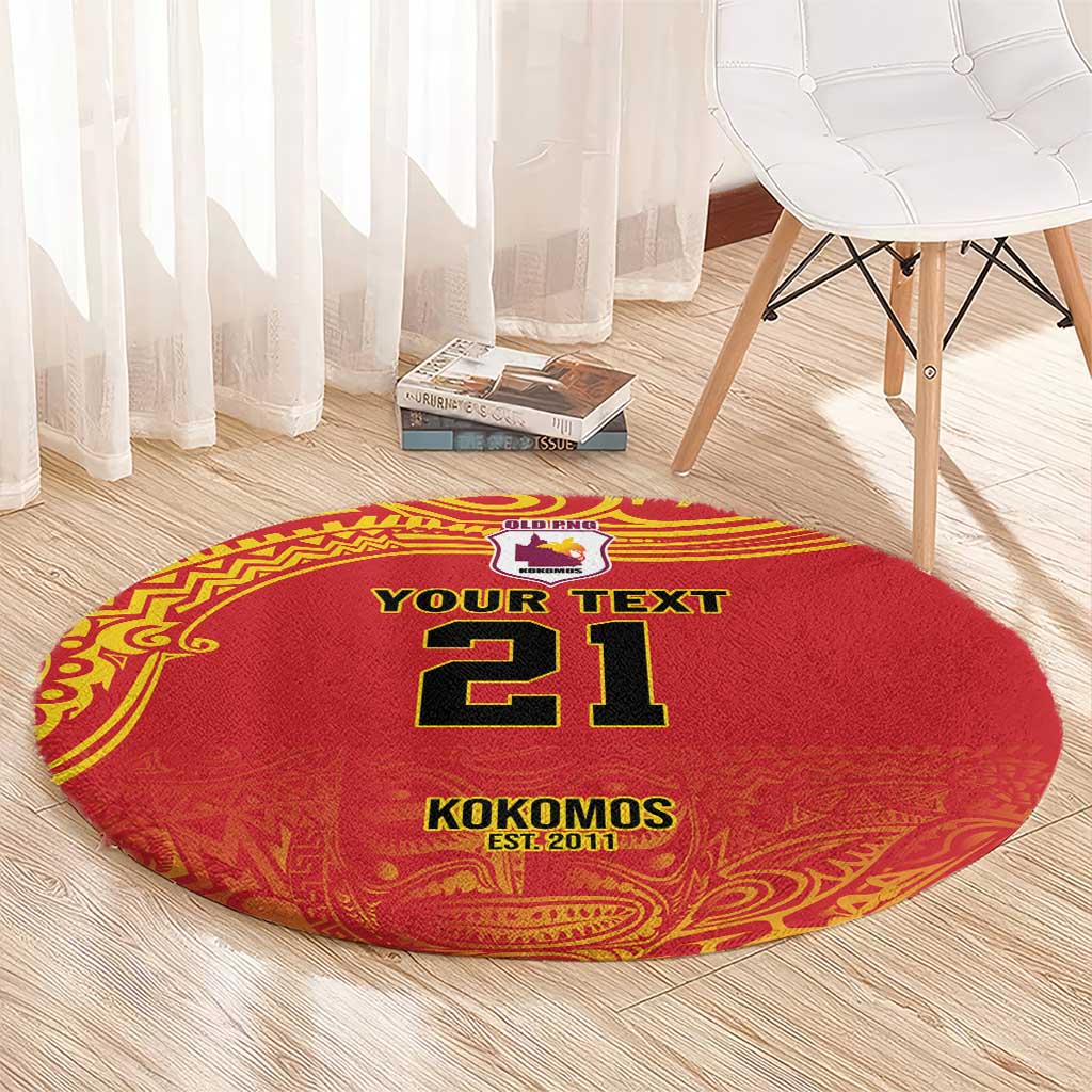 Queensland Papua New Guinea Custom Round Carpet All Red Pacific PNG Tribal Style