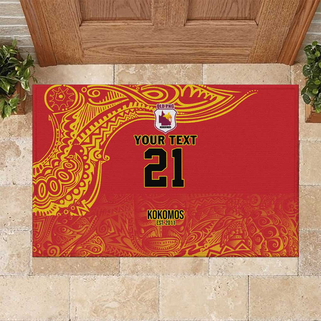 Queensland Papua New Guinea Custom Rubber Doormat All Red Pacific PNG Tribal Style LT9 Red - Polynesian Pride