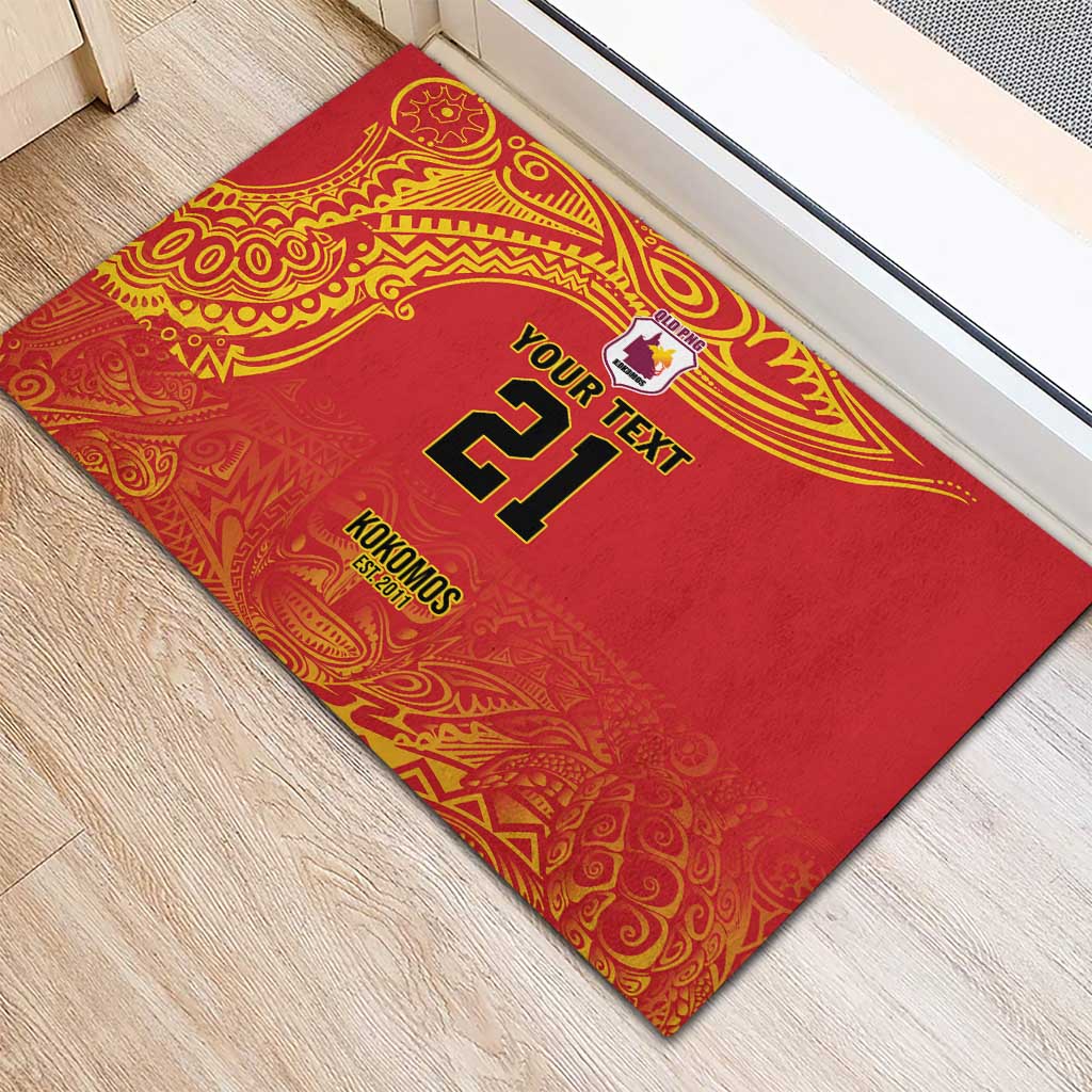 Queensland Papua New Guinea Custom Rubber Doormat All Red Pacific PNG Tribal Style LT9 - Polynesian Pride
