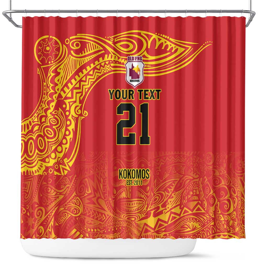 Queensland Papua New Guinea Custom Shower Curtain All Red Pacific PNG Tribal Style