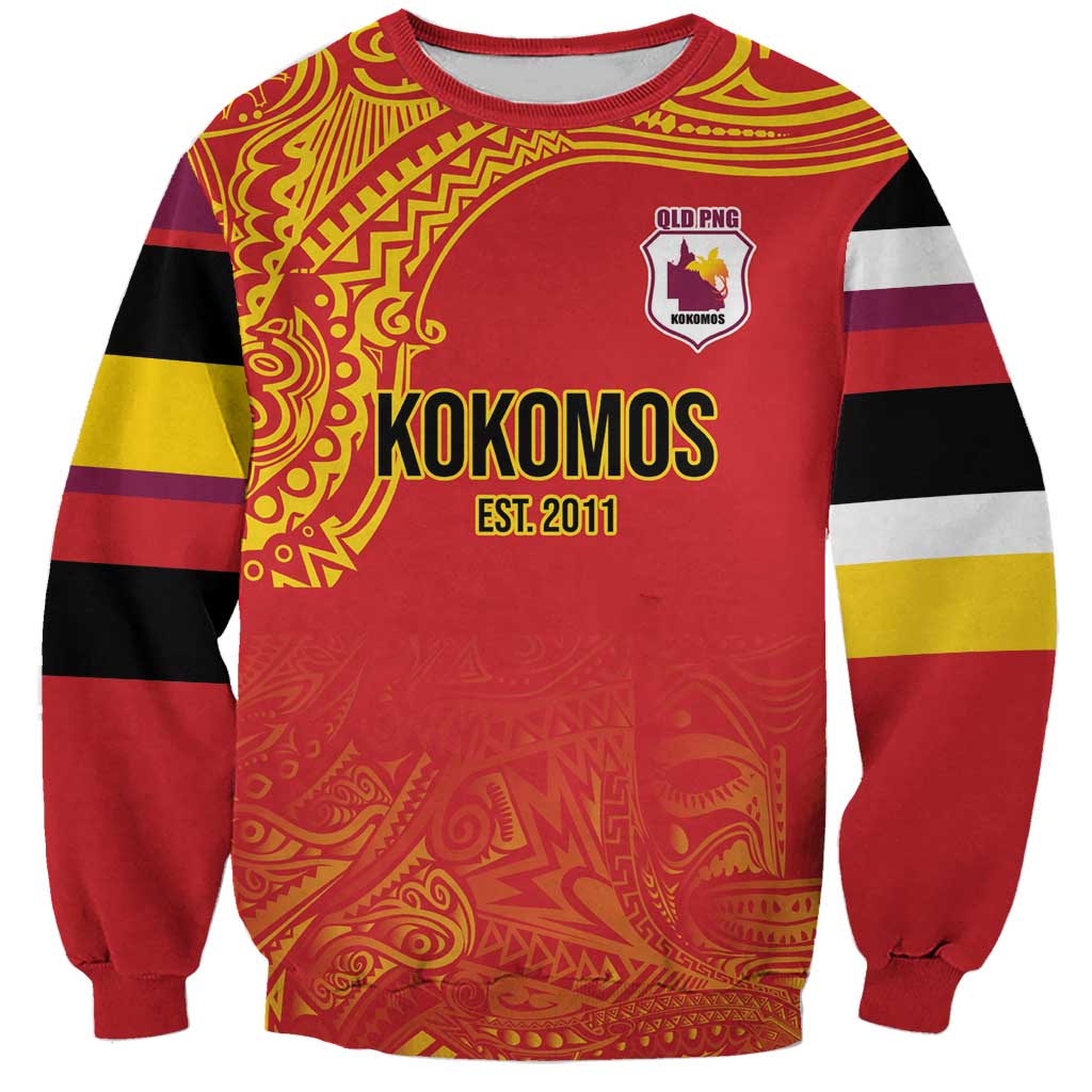 Queensland Papua New Guinea Custom Sweatshirt All Red Pacific PNG Tribal Style LT9 Unisex Red - Polynesian Pride