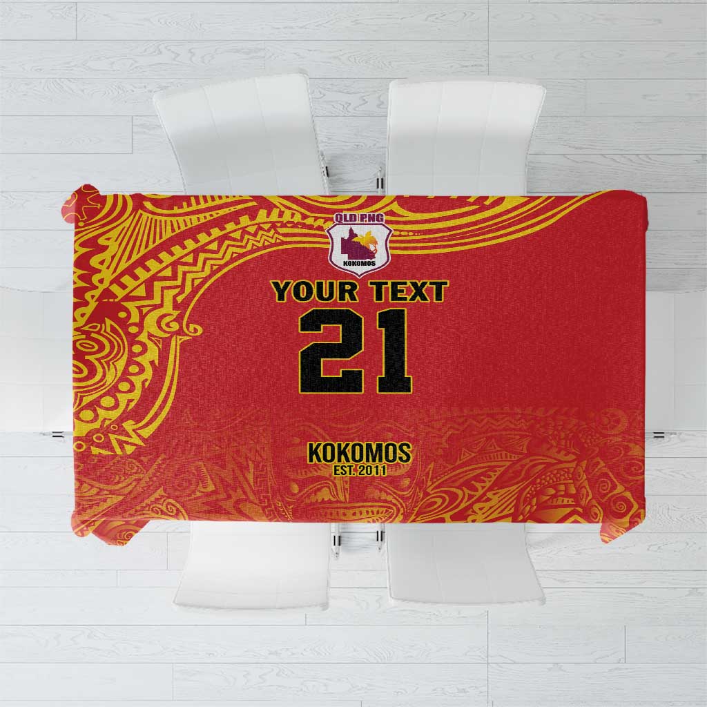 Queensland Papua New Guinea Custom Tablecloth All Red Pacific PNG Tribal Style