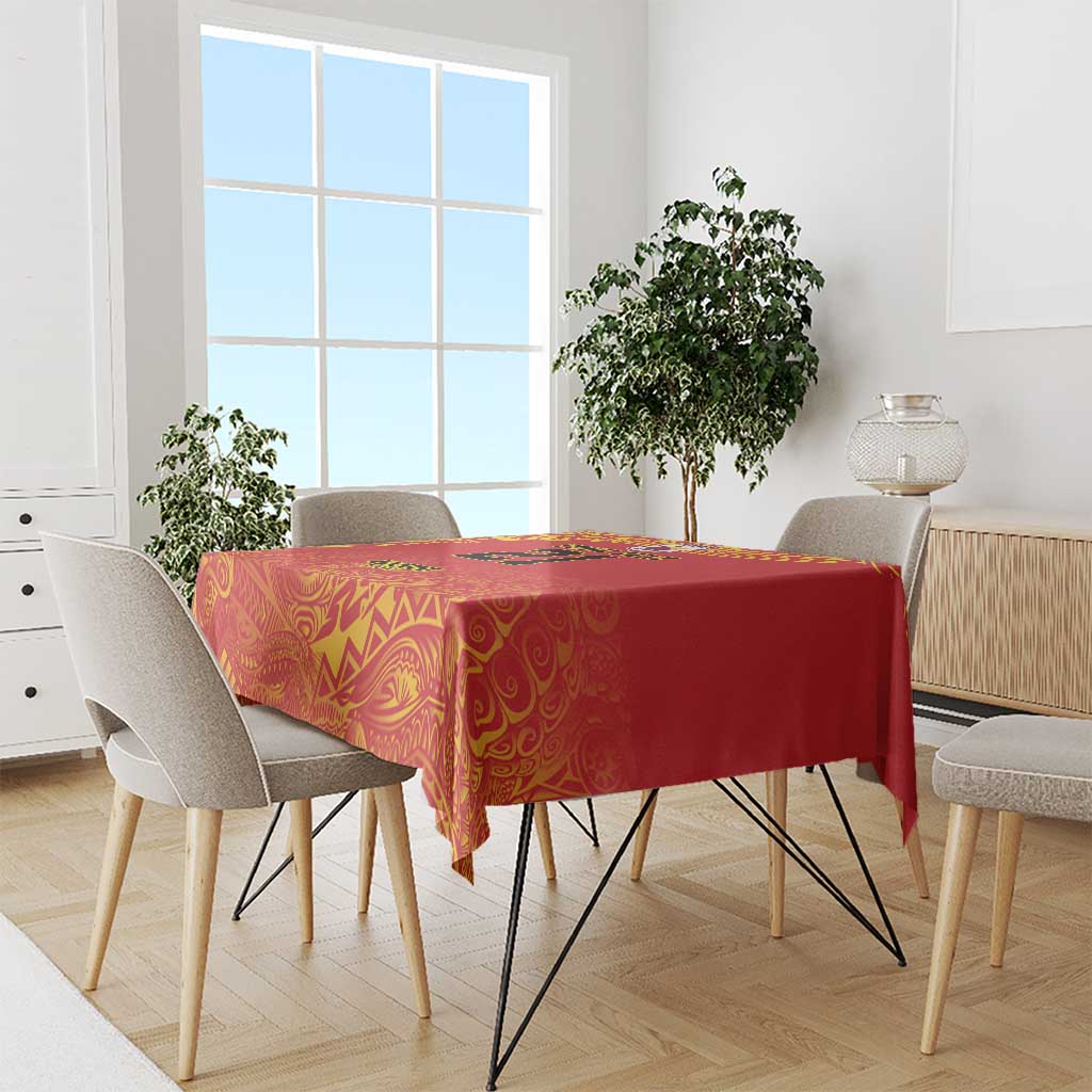 Queensland Papua New Guinea Custom Tablecloth All Red Pacific PNG Tribal Style