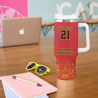 Queensland Papua New Guinea Custom Tumbler With Handle All Red Pacific PNG Tribal Style