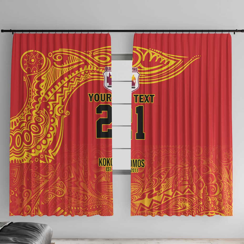 Queensland Papua New Guinea Custom Window Curtain All Red Pacific PNG Tribal Style
