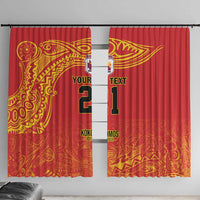 Queensland Papua New Guinea Custom Window Curtain All Red Pacific PNG Tribal Style