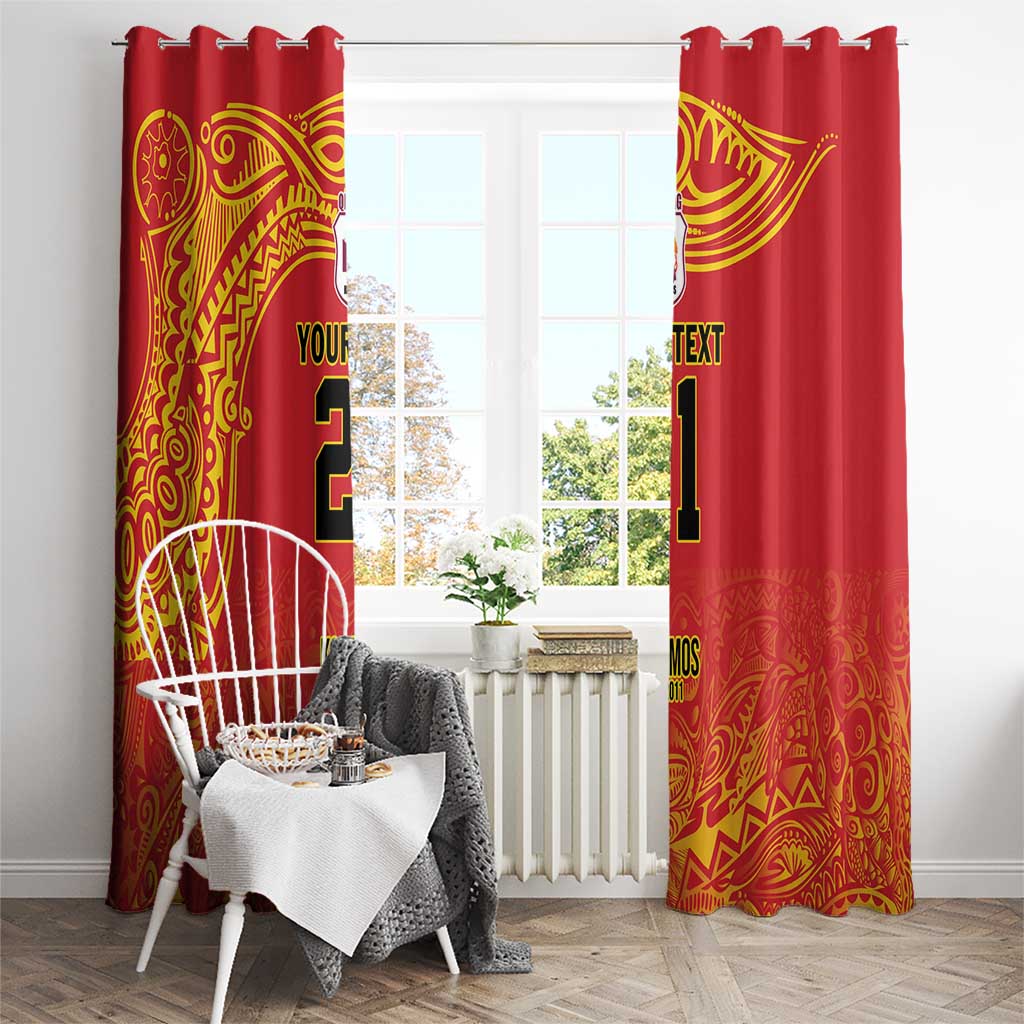 Queensland Papua New Guinea Custom Window Curtain All Red Pacific PNG Tribal Style