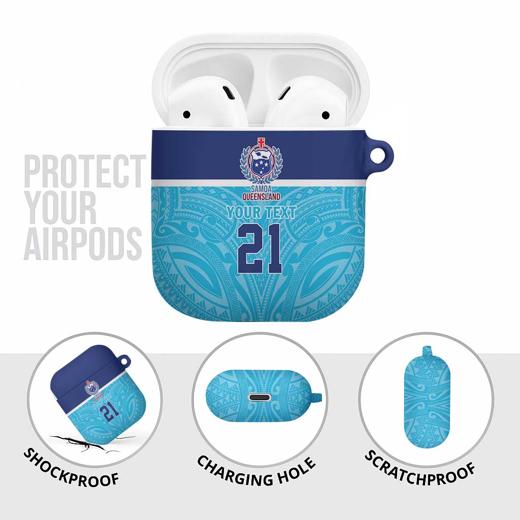 Queensland Samoa Custom AirPods Case Blue Pacific Polynesian Tribal Pattern LT9 - Polynesian Pride