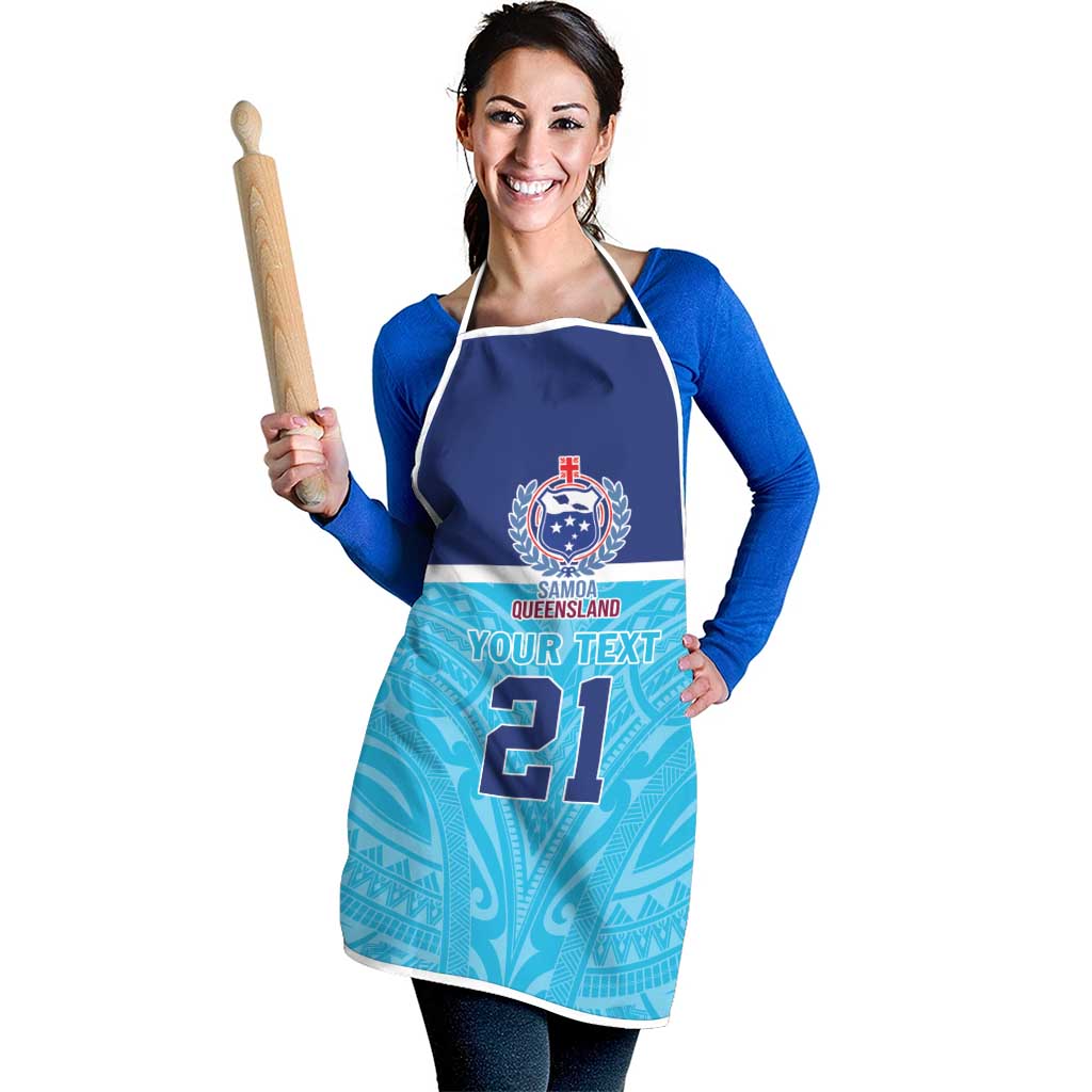Queensland Samoa Custom Apron Blue Pacific Polynesian Tribal Pattern LT9 - Polynesian Pride