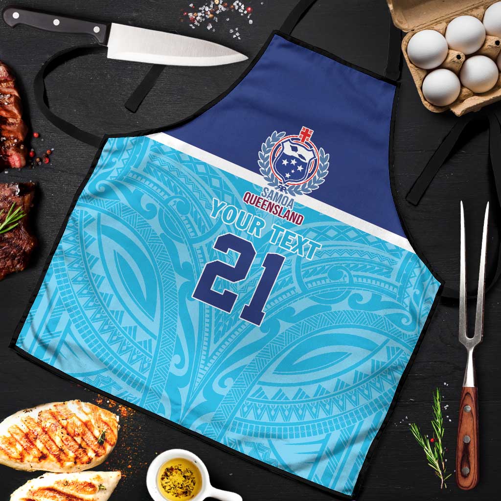 Queensland Samoa Custom Apron Blue Pacific Polynesian Tribal Pattern LT9 Blue - Polynesian Pride