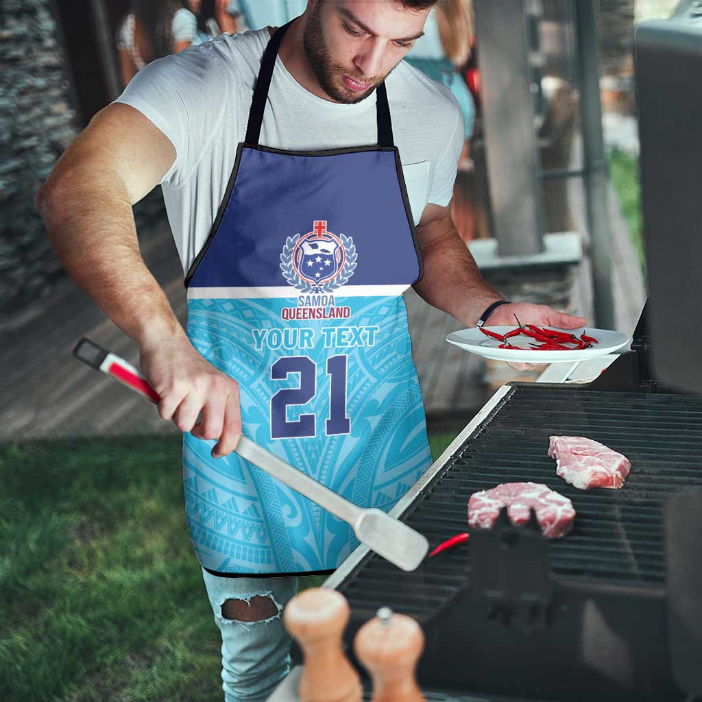 Queensland Samoa Custom Apron Blue Pacific Polynesian Tribal Pattern LT9 - Polynesian Pride