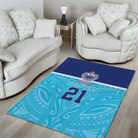 Queensland Samoa Custom Area Rug Blue Pacific Polynesian Tribal Pattern