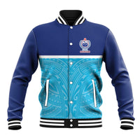 Queensland Samoa Custom Baseball Jacket Blue Pacific Polynesian Tribal Pattern LT9 Unisex Blue - Polynesian Pride