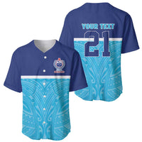 Queensland Samoa Custom Baseball Jersey Blue Pacific Polynesian Tribal Pattern