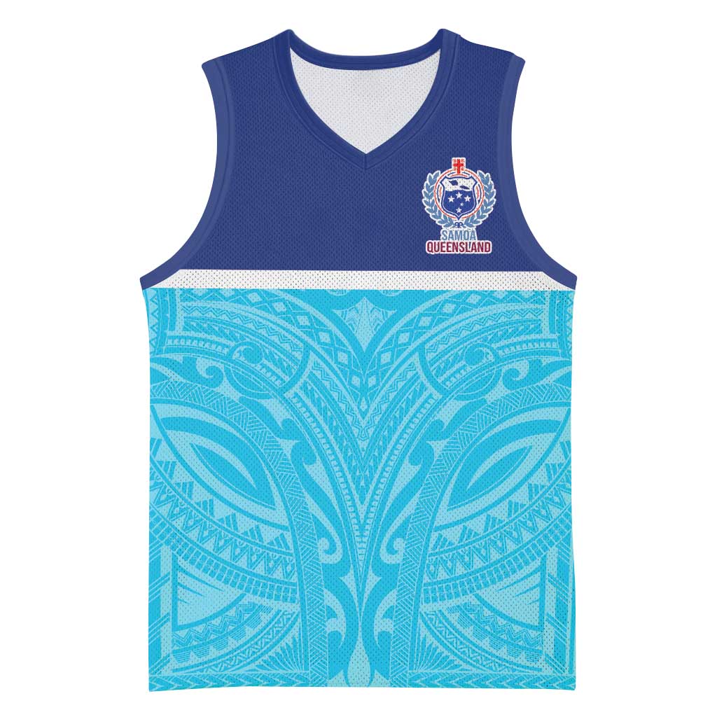 Queensland Samoa Custom Basketball Jersey Blue Pacific Polynesian Tribal Pattern LT9 Unisex Blue - Polynesian Pride