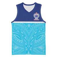 Queensland Samoa Custom Basketball Jersey Blue Pacific Polynesian Tribal Pattern LT9 Unisex Blue - Polynesian Pride
