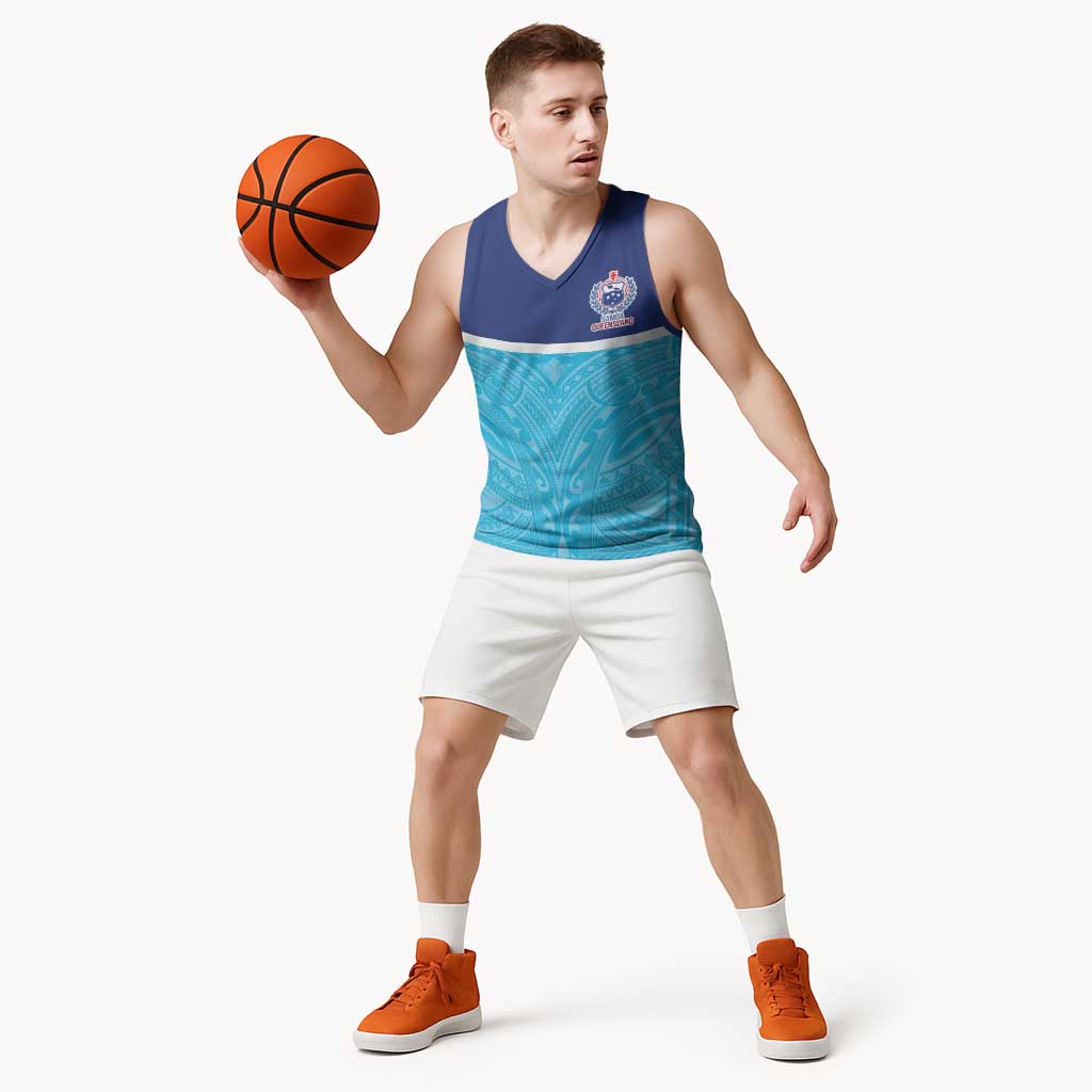 Queensland Samoa Custom Basketball Jersey Blue Pacific Polynesian Tribal Pattern LT9 - Polynesian Pride