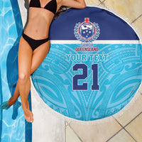 Queensland Samoa Custom Beach Blanket Blue Pacific Polynesian Tribal Pattern LT9 - Polynesian Pride