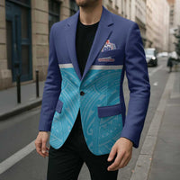 Queensland Samoa Custom Blazer Blue Pacific Polynesian Tribal Pattern - Polynesian Pride