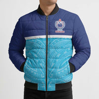 Queensland Samoa Custom Bomber Puffer Jacket Blue Pacific Polynesian Tribal Pattern LT9 - Polynesian Pride