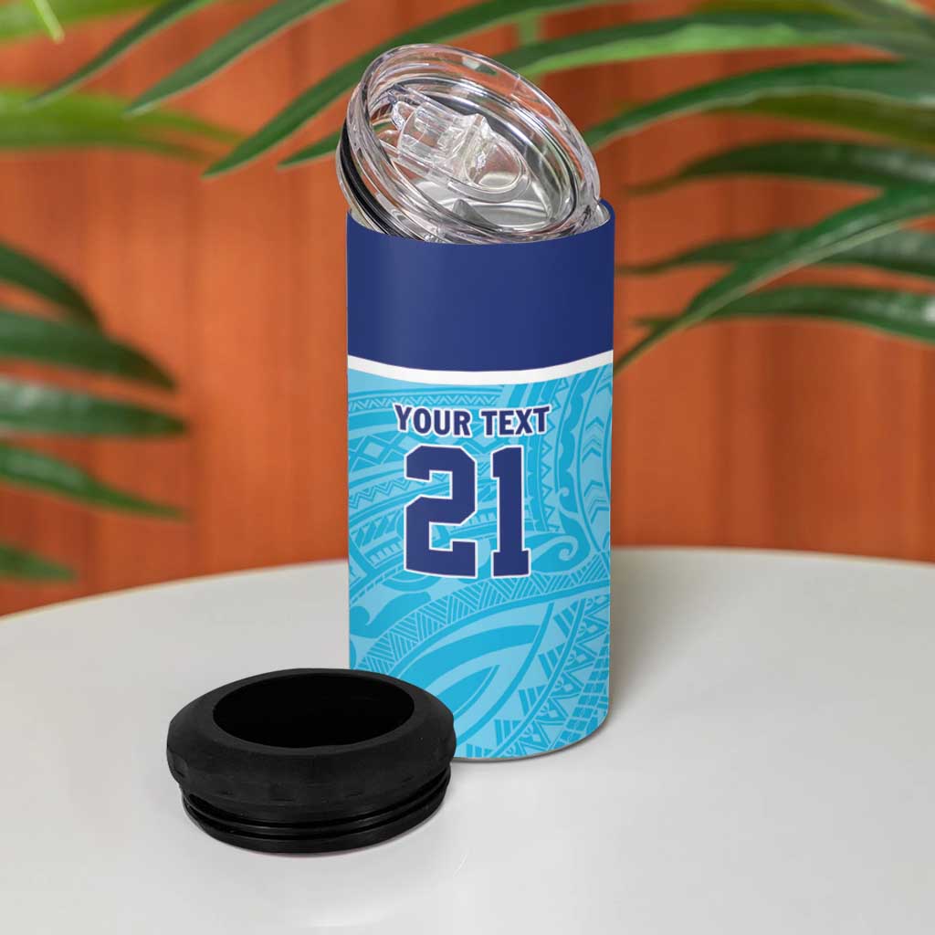 Queensland Samoa Custom 4 in 1 Can Cooler Tumbler Blue Pacific Polynesian Tribal Pattern LT9 - Polynesian Pride